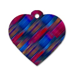 Striped Colorful Abstract Pattern Dog Tag Heart (one Side)