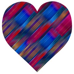 Striped Colorful Abstract Pattern Wooden Puzzle Heart by dflcprintsclothing