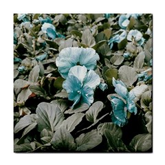 Flowers And Leaves Colored Scene Tile Coaster by dflcprintsclothing