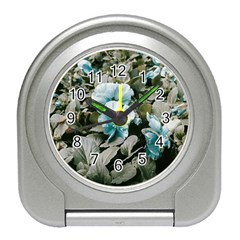 Flowers And Leaves Colored Scene Travel Alarm Clock by dflcprintsclothing