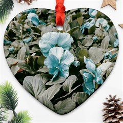 Flowers And Leaves Colored Scene Heart Ornament (two Sides)