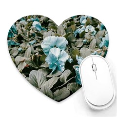 Flowers And Leaves Colored Scene Heart Mousepad