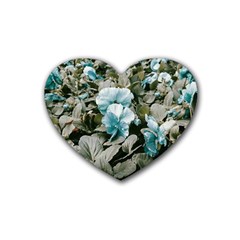 Flowers And Leaves Colored Scene Rubber Coaster (heart)