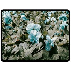 Flowers And Leaves Colored Scene One Side Fleece Blanket (large) by dflcprintsclothing