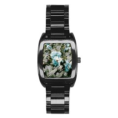 Flowers And Leaves Colored Scene Stainless Steel Barrel Watch by dflcprintsclothing