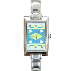 Bohemian Chintz 20 - Pastel Green Blue Pink Rectangle Italian Charm Watch by Mazipoodles