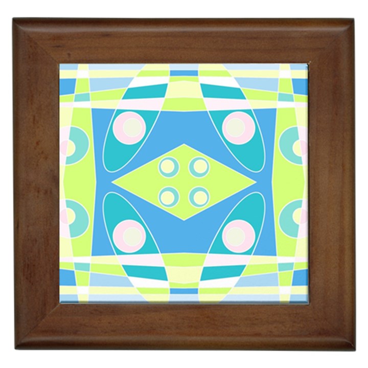 Bohemian Chintz 20 - Pastel Green Blue Pink Framed Tile