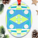 Bohemian Chintz 20 - Pastel Green Blue Pink Ornament (Oval) Front