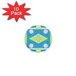 Bohemian Chintz 20 - Pastel Green Blue Pink 1  Mini Buttons (10 pack)  Front