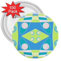 Bohemian Chintz 20 - Pastel Green Blue Pink 3  Buttons (100 Pack)  by Mazipoodles