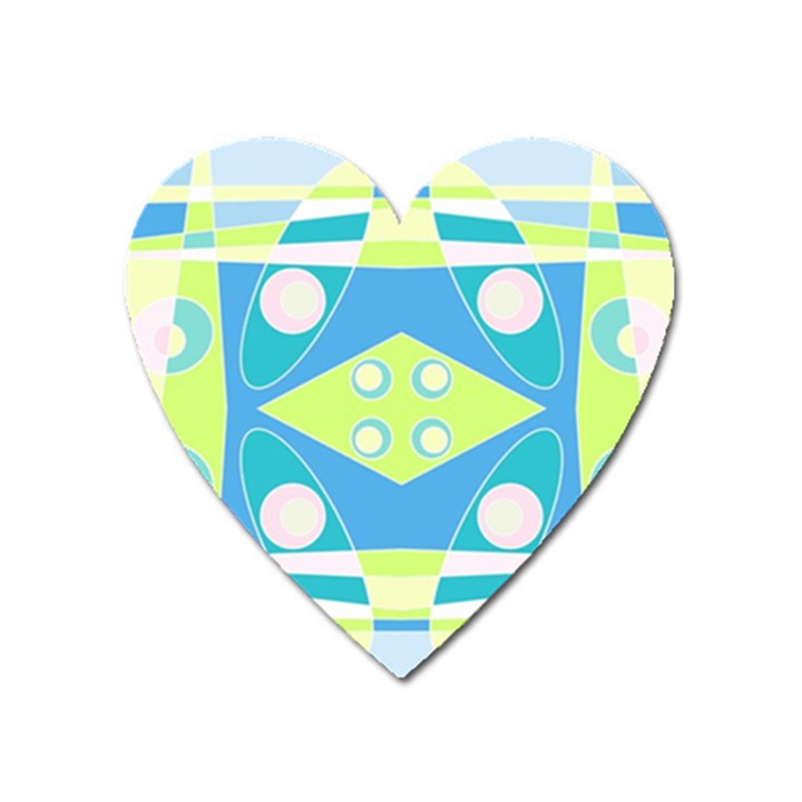 Bohemian Chintz 20 - Pastel Green Blue Pink Heart Magnet