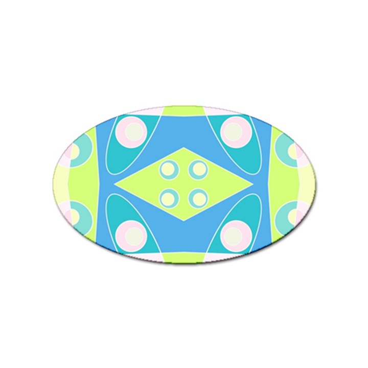 Bohemian Chintz 20 - Pastel Green Blue Pink Sticker Oval (100 pack)