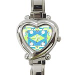 Bohemian Chintz 20 - Pastel Green Blue Pink Heart Italian Charm Watch Front