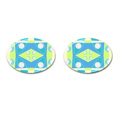 Bohemian Chintz 20 - Pastel Green Blue Pink Cufflinks (oval) by Mazipoodles