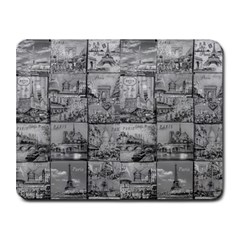 Paris Souvenirs Black And White Pattern Small Mousepad by dflcprintsclothing