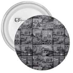 Paris Souvenirs Black And White Pattern 3  Buttons by dflcprintsclothing