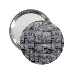 Paris Souvenirs Black And White Pattern 2 25  Handbag Mirrors by dflcprintsclothing