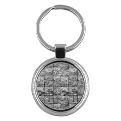 Paris Souvenirs Black And White Pattern Key Chain (round) by dflcprintsclothing