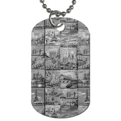 Paris Souvenirs Black And White Pattern Dog Tag (one Side) by dflcprintsclothing