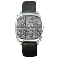 Paris Souvenirs Black And White Pattern Square Metal Watch by dflcprintsclothing