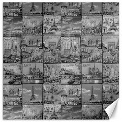 Paris Souvenirs Black And White Pattern Canvas 12  X 12  by dflcprintsclothing