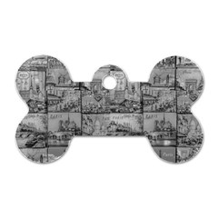 Paris Souvenirs Black And White Pattern Dog Tag Bone (one Side)