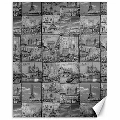 Paris Souvenirs Black And White Pattern Canvas 11  X 14  by dflcprintsclothing