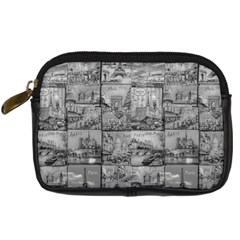 Paris Souvenirs Black And White Pattern Digital Camera Leather Case