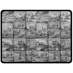 Paris Souvenirs Black And White Pattern Fleece Blanket (large) by dflcprintsclothing