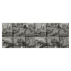 Paris Souvenirs Black And White Pattern Banner And Sign 8  X 3  by dflcprintsclothing