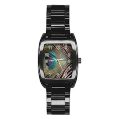 Peacock Stainless Steel Barrel Watch