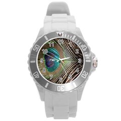 Peacock Round Plastic Sport Watch (l) by StarvingArtisan