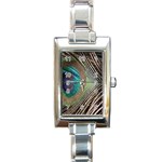 Peacock Rectangle Italian Charm Watch Front