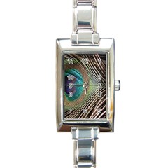 Peacock Rectangle Italian Charm Watch by StarvingArtisan