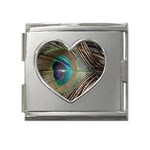 Peacock Mega Link Heart Italian Charm (18mm) Front