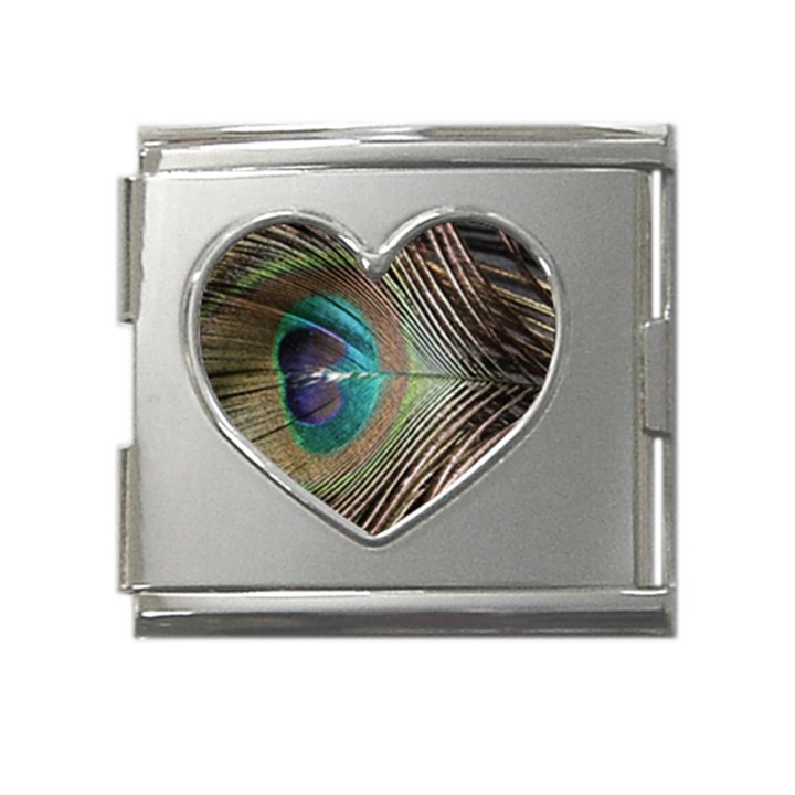 Peacock Mega Link Heart Italian Charm (18mm)