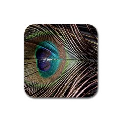 Peacock Rubber Square Coaster (4 Pack)