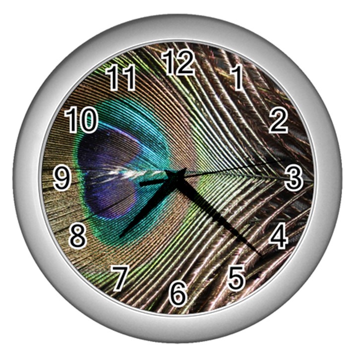 Peacock Wall Clock (Silver)