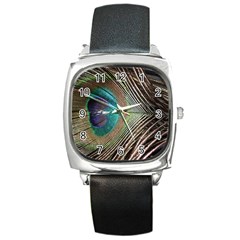 Peacock Square Metal Watch by StarvingArtisan