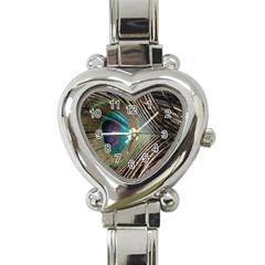 Peacock Heart Italian Charm Watch by StarvingArtisan