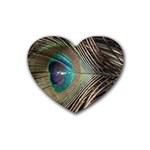 Peacock Rubber Heart Coaster (4 pack) Front