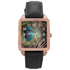 Peacock Rose Gold Leather Watch 