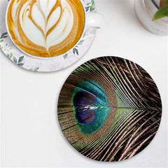 Peacock Uv Print Round Tile Coaster by StarvingArtisan