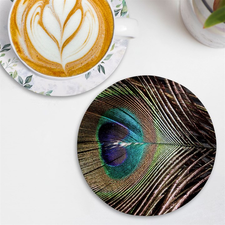 Peacock UV Print Round Tile Coaster