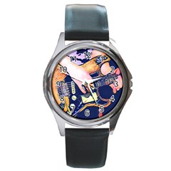 Stevie Ray Guitar  Round Metal Watch