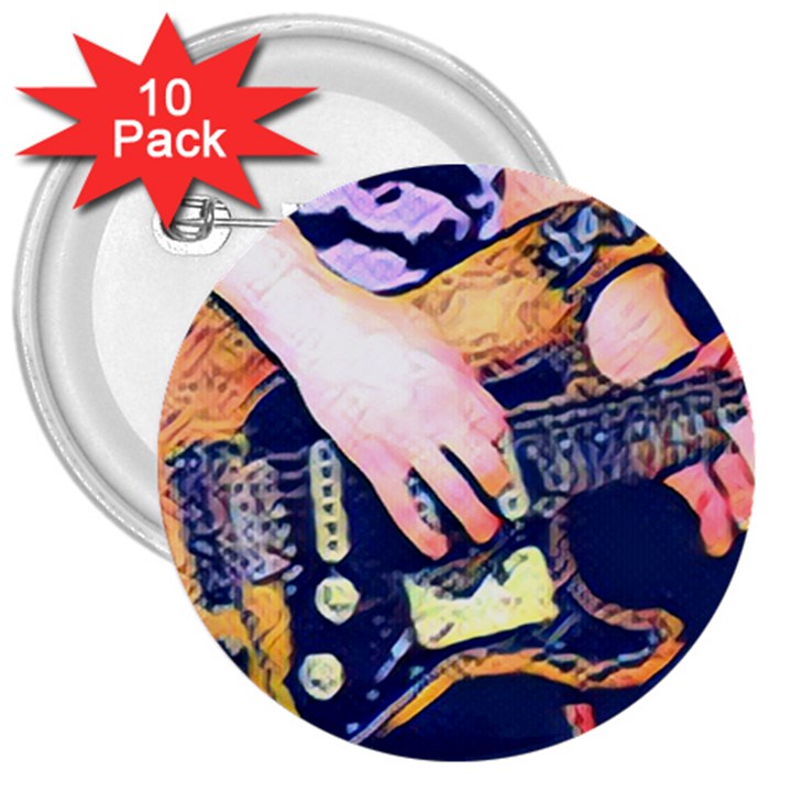 Stevie Ray Guitar  3  Buttons (10 pack) 