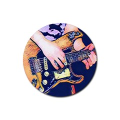 Stevie Ray Guitar  Rubber Coaster (round) by StarvingArtisan