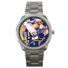 Stevie Ray Guitar  Sport Metal Watch by StarvingArtisan