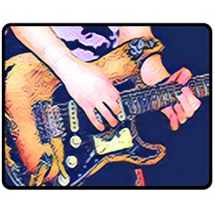 Stevie Ray Guitar  One Side Fleece Blanket (Medium)