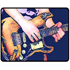 Stevie Ray Guitar  Fleece Blanket (Medium)